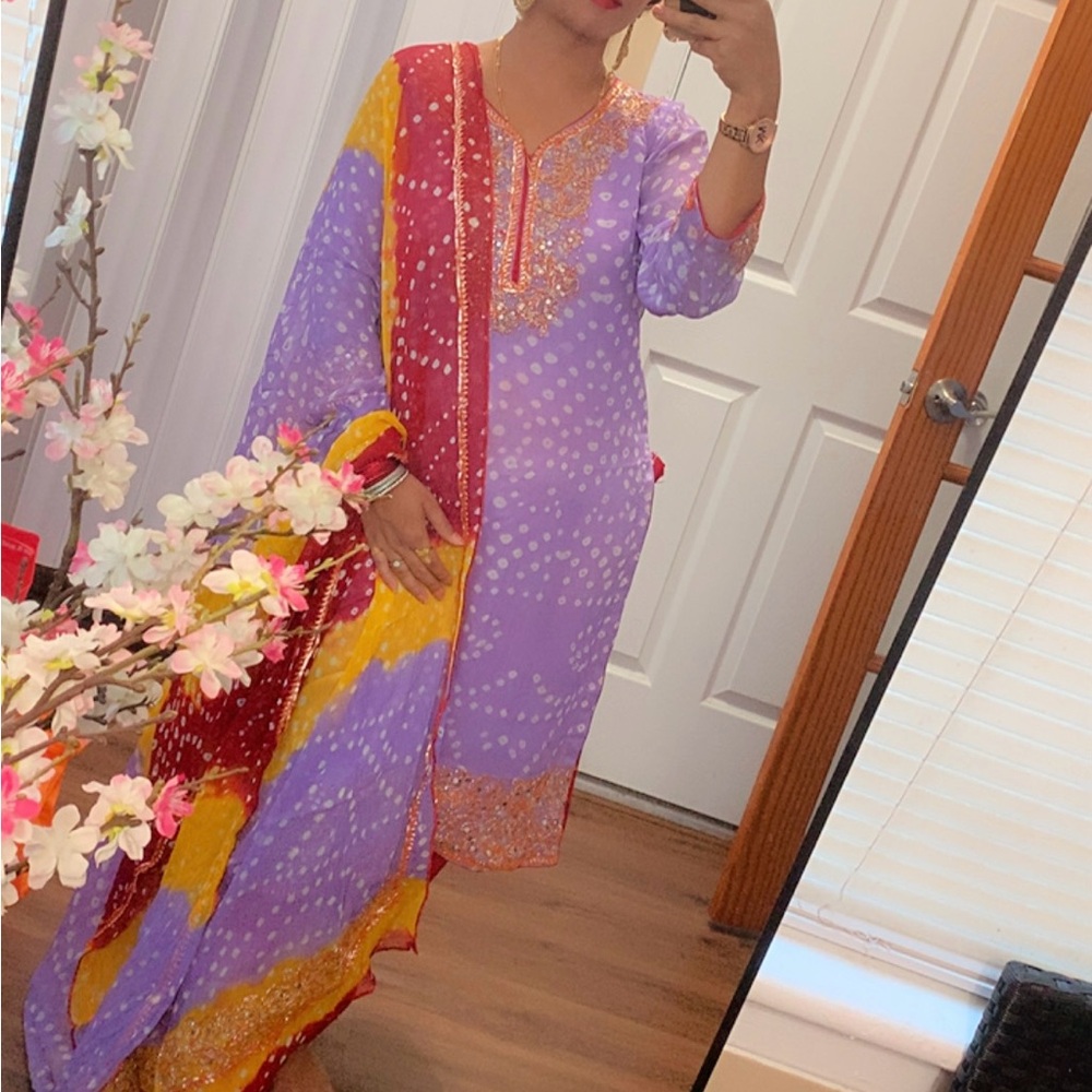 Light purple chundri salwar suit